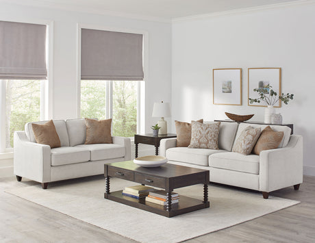 Tampa Furniture Outlet - Coaster - Christine 2-piece Upholstered Sloped Arm Sofa Set Beige - 552061-S2