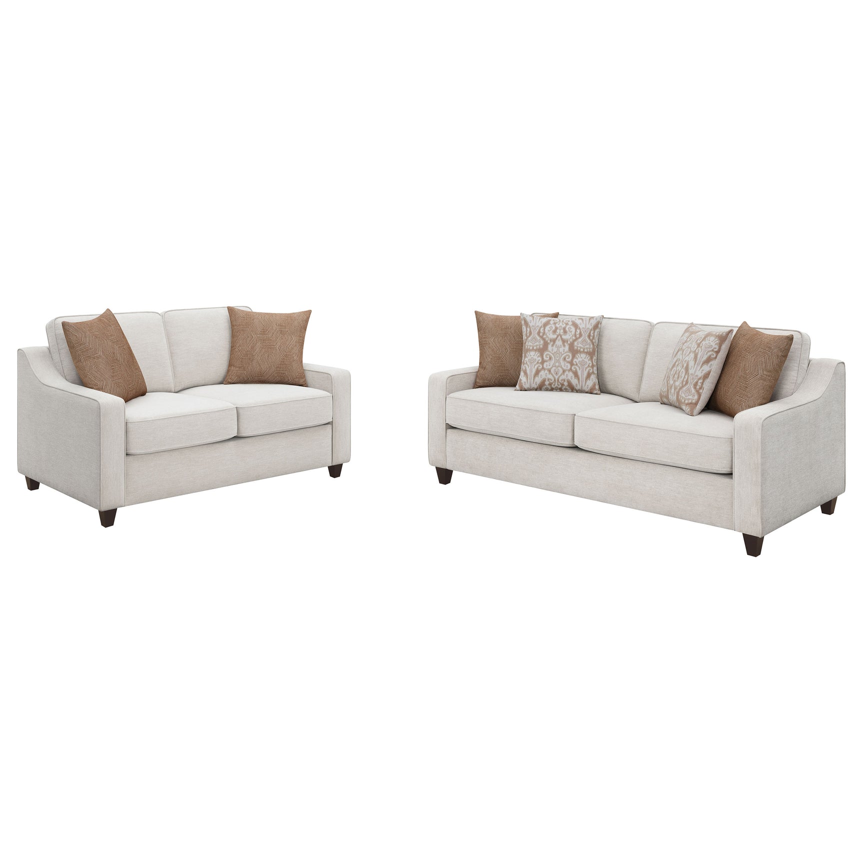 Christine 2-piece Upholstered Sloped Arm Sofa Set Beige - Tampa Furniture Outlet