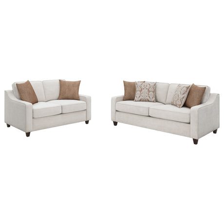Christine 2-piece Upholstered Sloped Arm Sofa Set Beige - Tampa Furniture Outlet