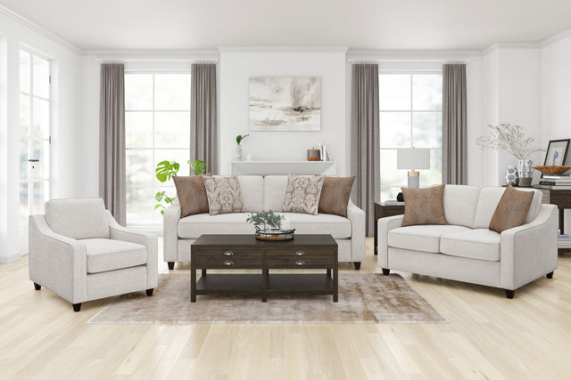Tampa Furniture Outlet - Coaster - Christine 3-piece Upholstered Sloped Arm Sofa Set Beige - 552061-S3
