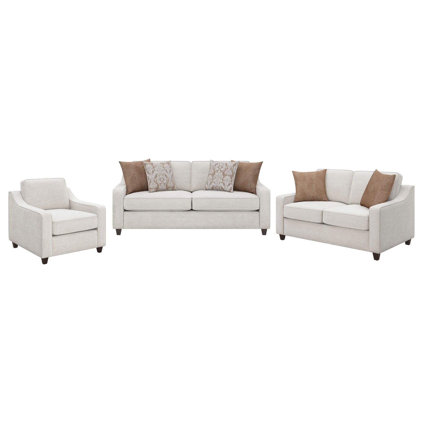 Christine 3-piece Upholstered Sloped Arm Sofa Set Beige - Tampa Furniture Outlet