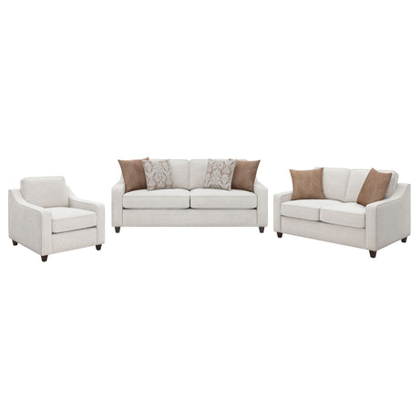 Christine 3-piece Upholstered Sloped Arm Sofa Set Beige - Tampa Furniture Outlet
