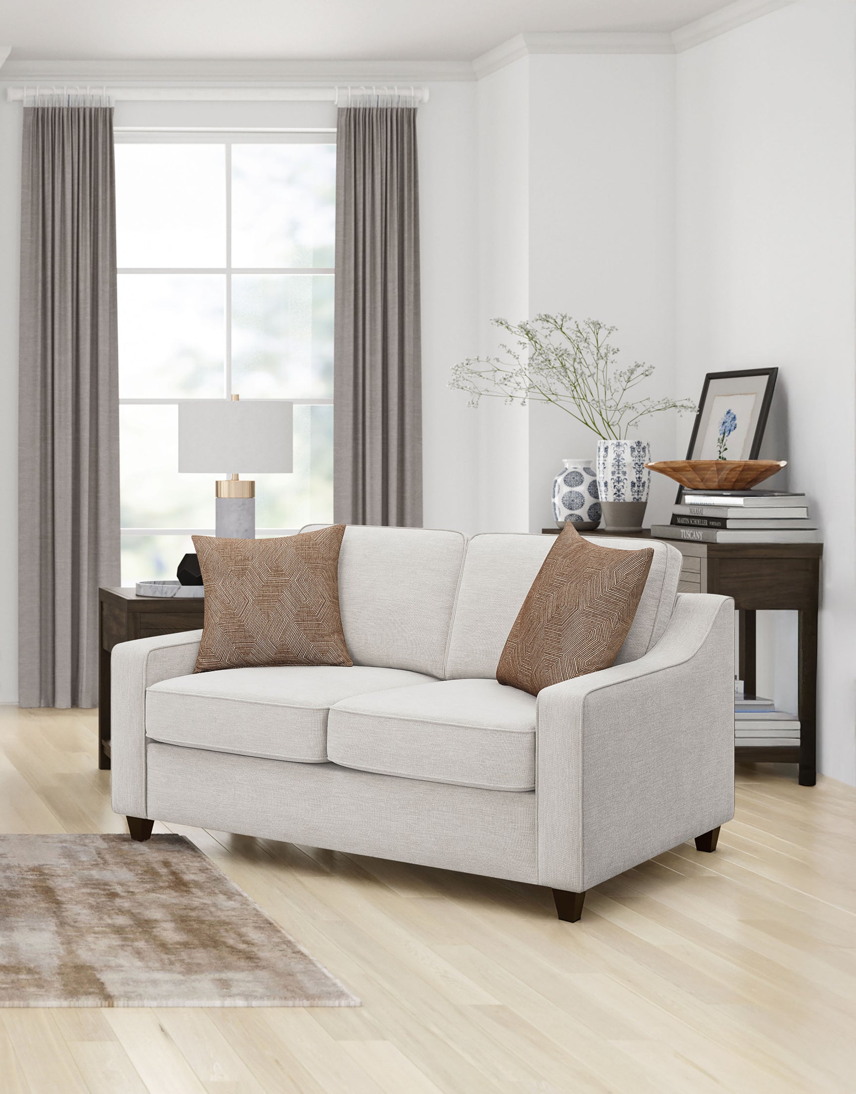 Christine Upholstered Sloped Arm Loveseat Beige - Tampa Furniture Outlet