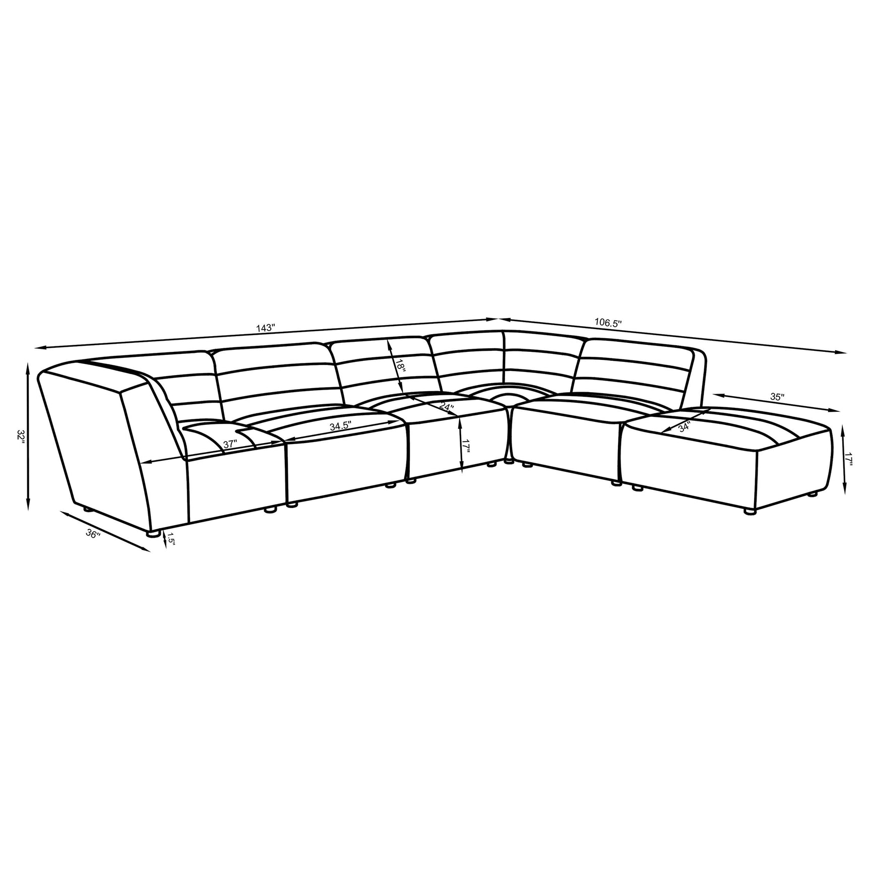 Sunny 6-piece Upholstered Modular Sectional Sofa Charcoal - Tampa Furniture Outlet