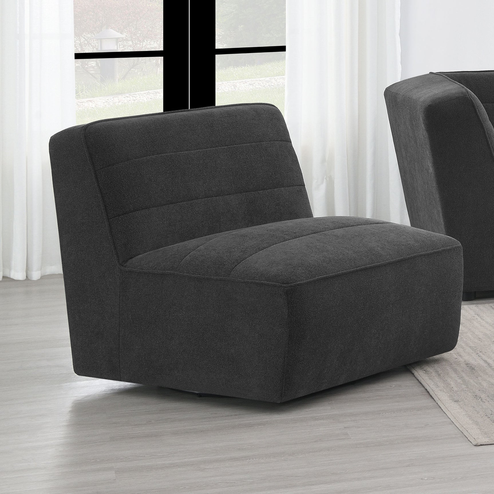 Sunny Upholstered Armless Chair Dark Charcoal - Tampa Furniture Outlet
