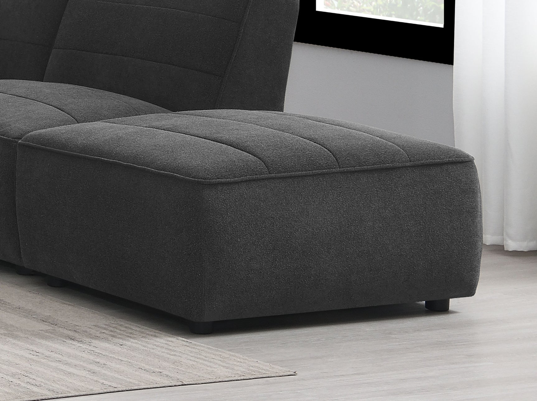 Sunny Square Upholstered Ottoman Dark Charcoal - Tampa Furniture Outlet