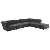 Sunny Square Upholstered Ottoman Dark Charcoal - Tampa Furniture Outlet