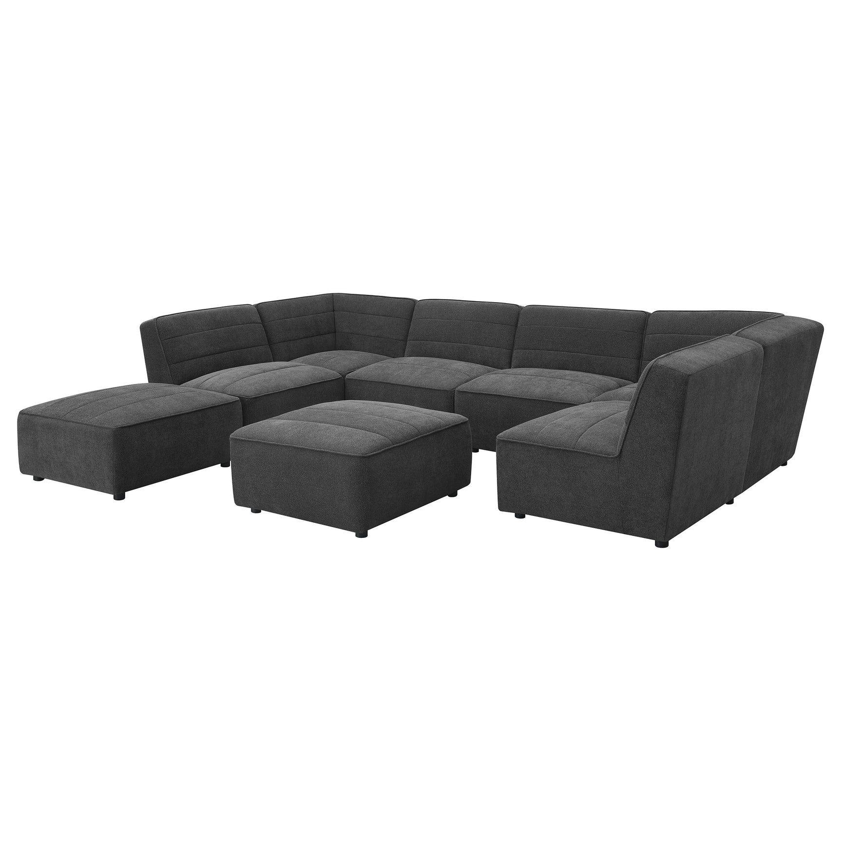 Sunny Square Upholstered Ottoman Dark Charcoal - Tampa Furniture Outlet