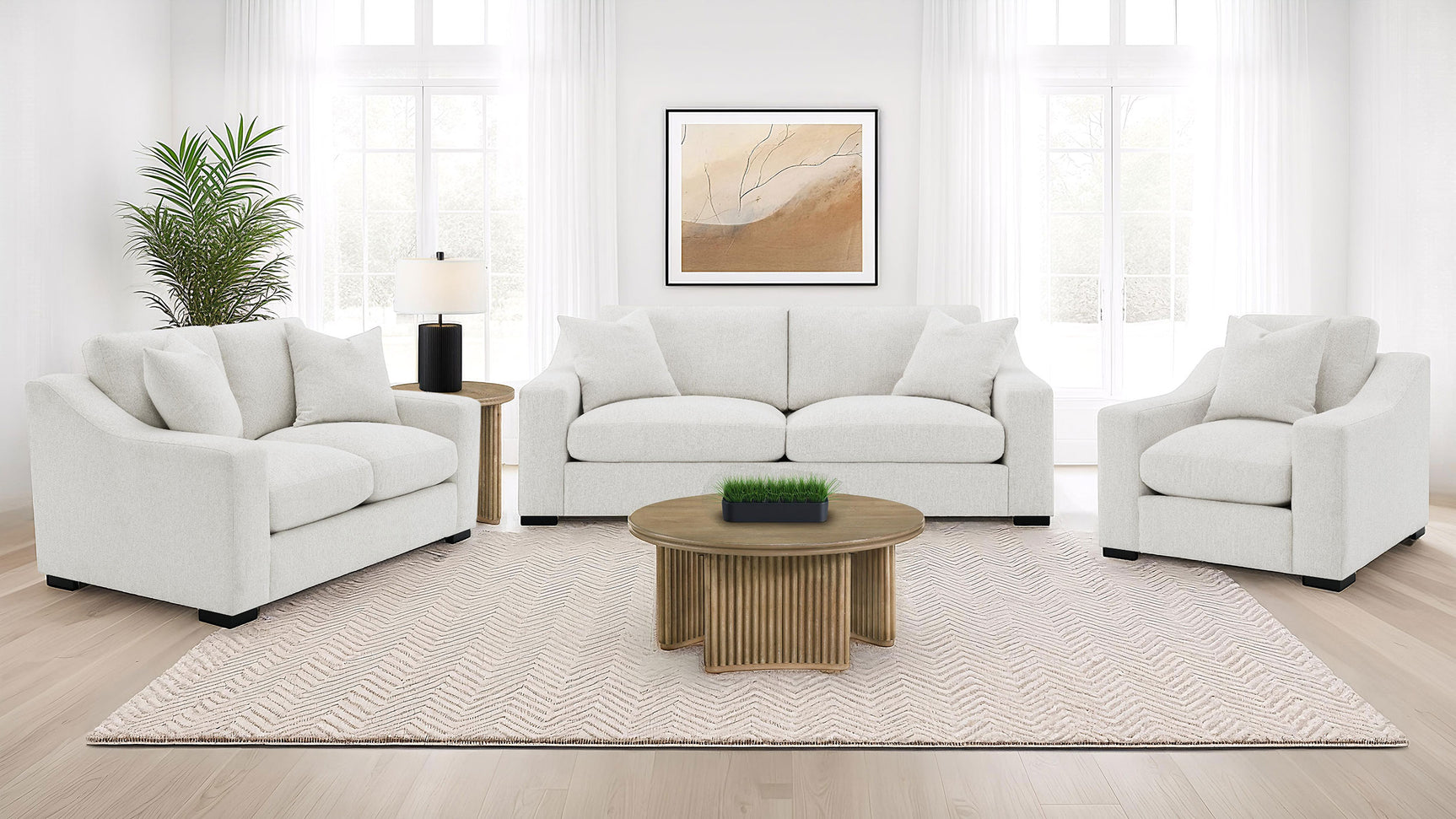 Ashlyn Fabric Upholstered Track Arm Sofa Sand