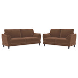 Selma 2-piece Velvet Upholstered Crescent Arm Sofa Set Rust - Tampa Furniture Outlet