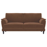 Selma 2-piece Velvet Upholstered Crescent Arm Sofa Set Rust - Tampa Furniture Outlet