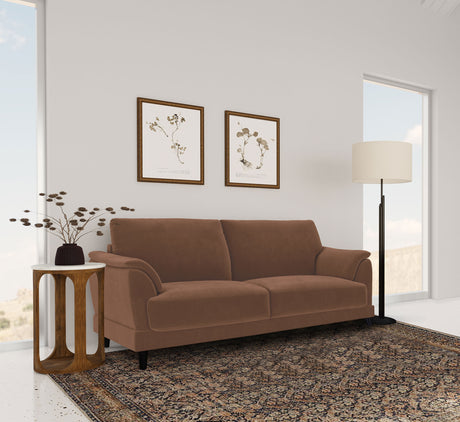 Selma Velvet Upholstered Crescent Arm Sofa Rust - Tampa Furniture Outlet