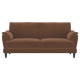Selma Velvet Upholstered Crescent Arm Sofa Rust - Tampa Furniture Outlet