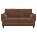 Selma Velvet Upholstered Crescent Arm Loveseat Rust - Tampa Furniture Outlet