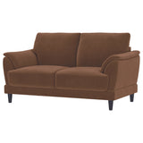 Selma Velvet Upholstered Crescent Arm Loveseat Rust - Tampa Furniture Outlet