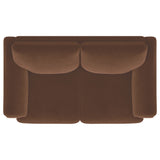 Selma Velvet Upholstered Crescent Arm Loveseat Rust - Tampa Furniture Outlet