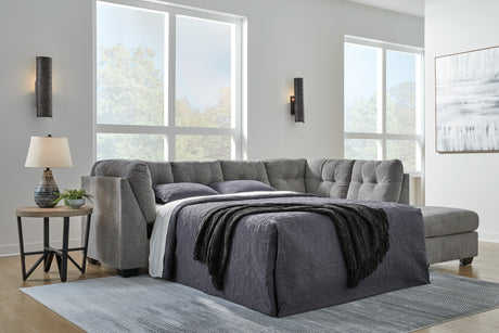 Tampa Furniture Outlet - Ashley Furniture - Marleton Sectional - 2-Piece Sleeper Sectional with Chaise / Gray - 55305S4