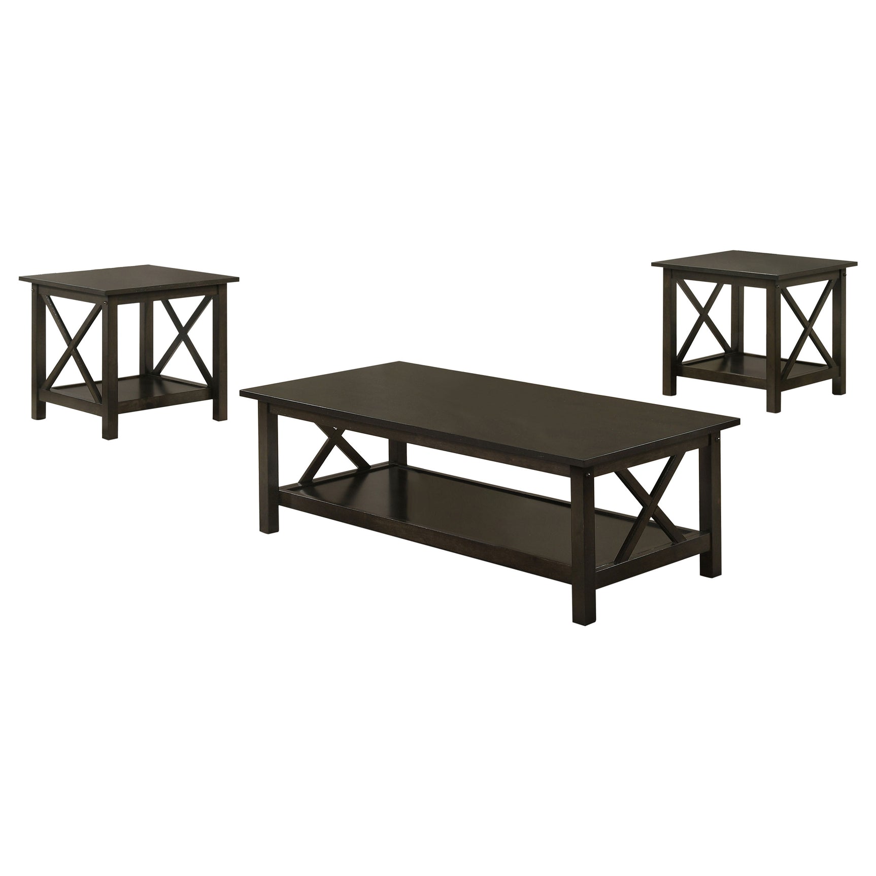 Rachelle 3-piece Rectangular Coffee Table Set Deep Merlot - Tampa Furniture Outlet