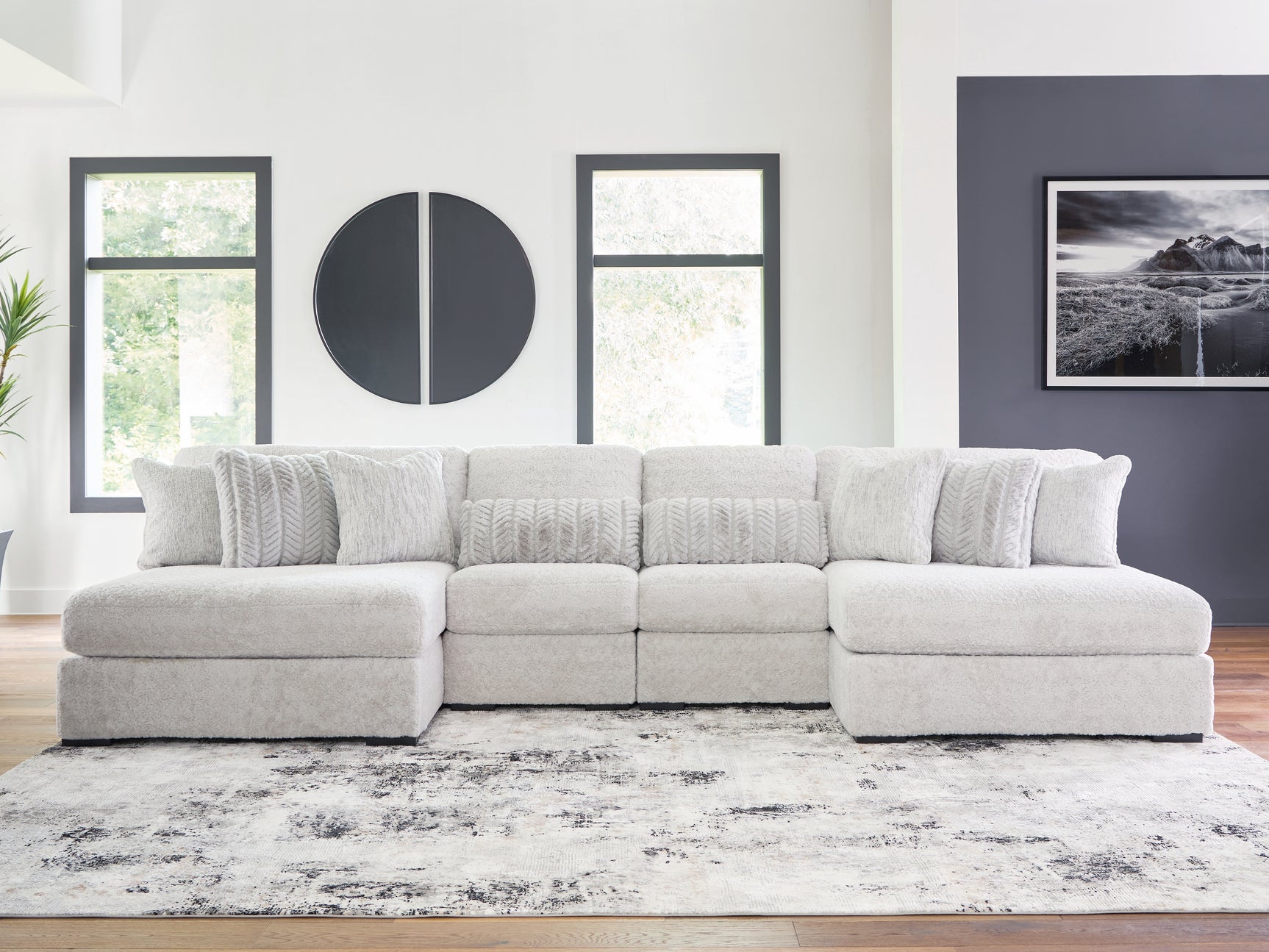 Tampa Furniture Outlet - Ashley Furniture - Cuddle Plush Sectional - 4-Piece Sectional with Chaise / Arctic - PC59106S4