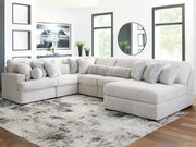 Tampa Furniture Outlet - Ashley Furniture - Cuddle Plush Sectional - RAF 6-Piece Sectional with Chaise / Arctic - PC59106S3