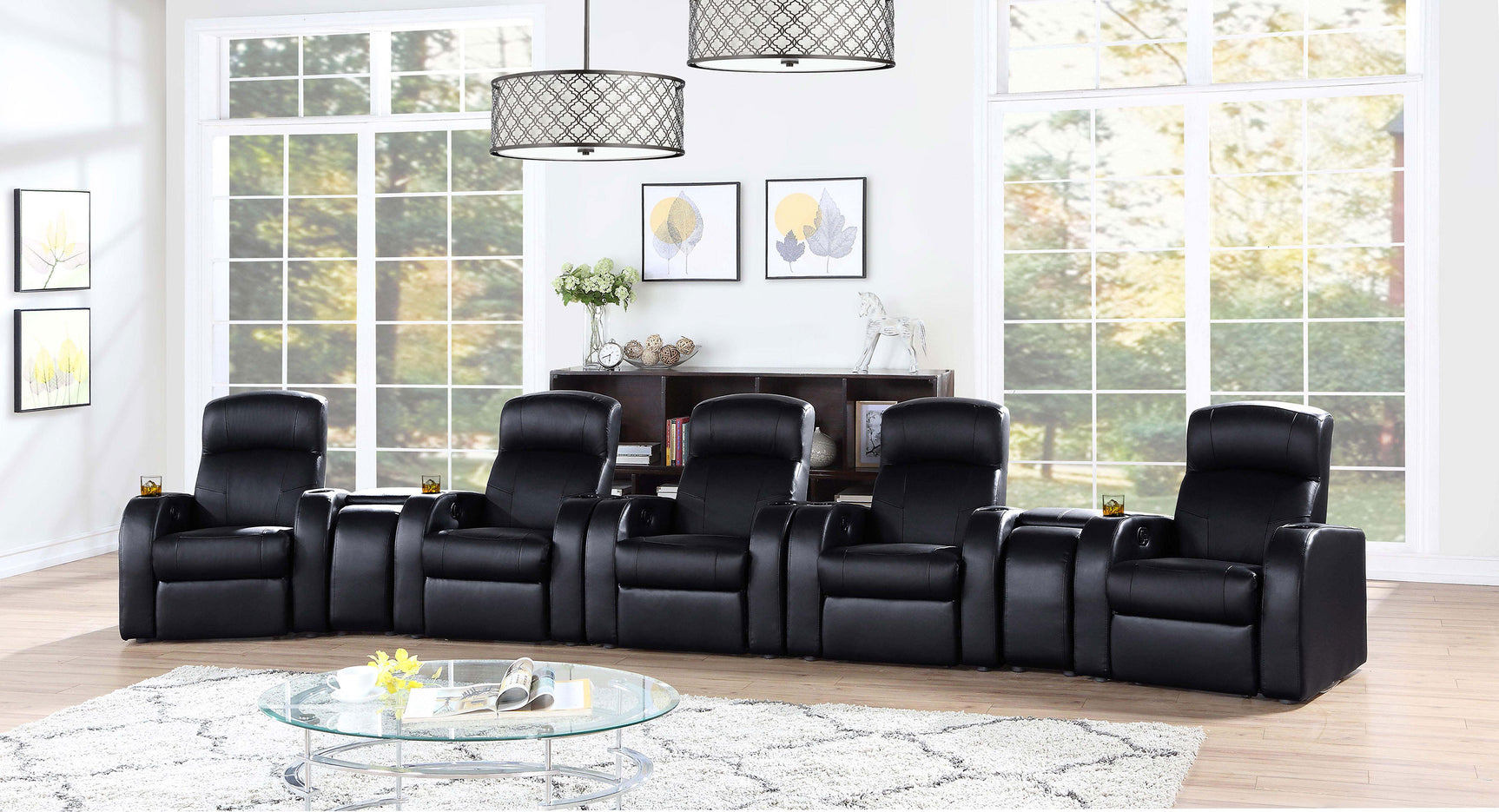 Cyrus 7-piece Upholstered Home Theater Seating - Tampa Furniture Outlet