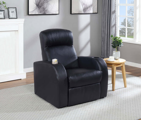 Cyrus Upholstered Track Arm Recliner Black - Tampa Furniture Outlet