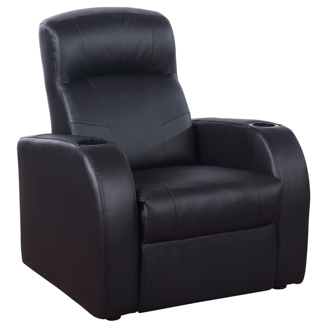 Tampa Furniture Outlet - Coaster - Cyrus Upholstered Track Arm Recliner Black - 600001