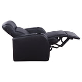 Cyrus Upholstered Track Arm Recliner Black - Tampa Furniture Outlet