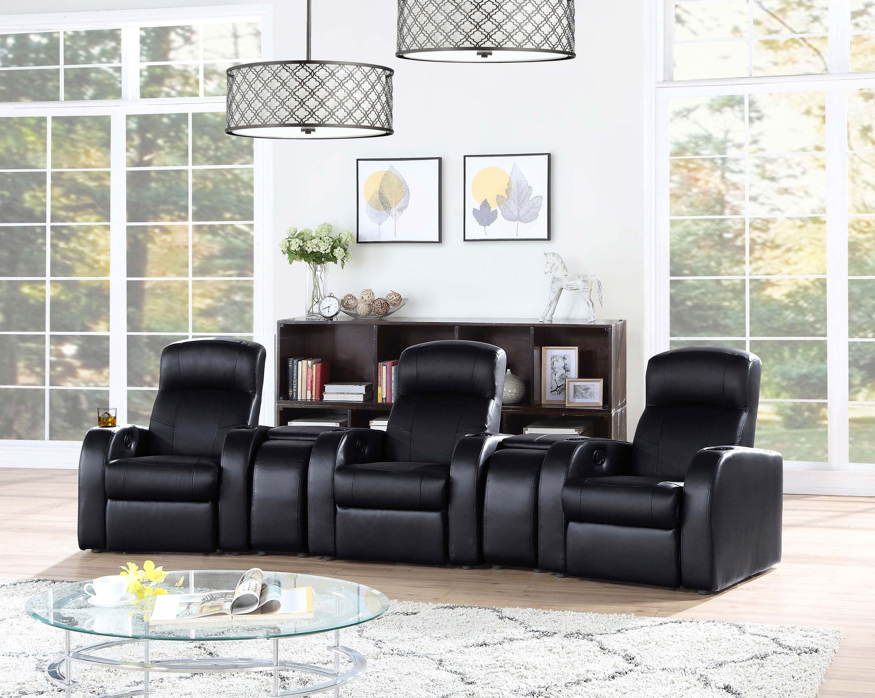 Cyrus Upholstered Track Arm Recliner Black - Tampa Furniture Outlet