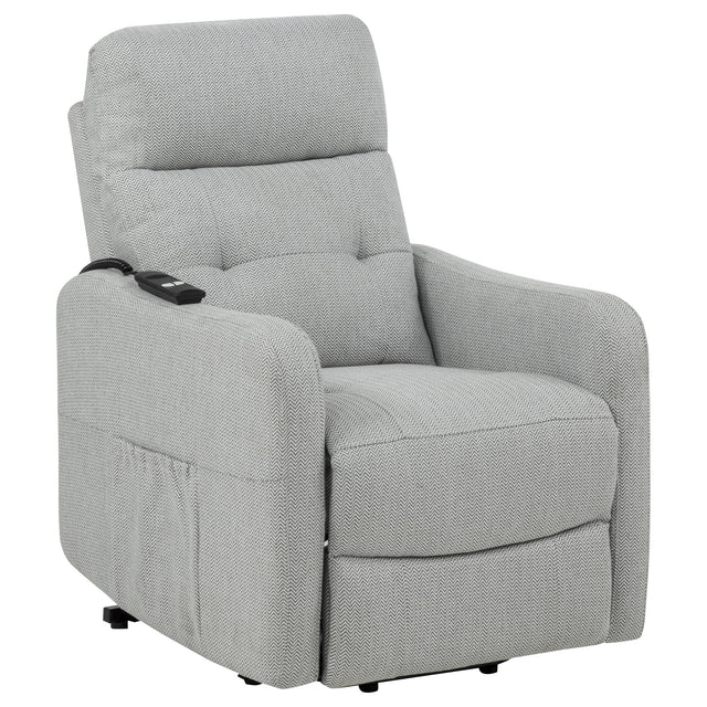 Tampa Furniture Outlet - Coaster - Dayes Upholstered Power Lift Recliner Chair Light Grey - 600130P