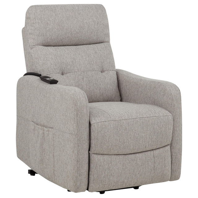 Tampa Furniture Outlet - Coaster - Dayes Upholstered Power Lift Recliner Chair Taupe - 600131P