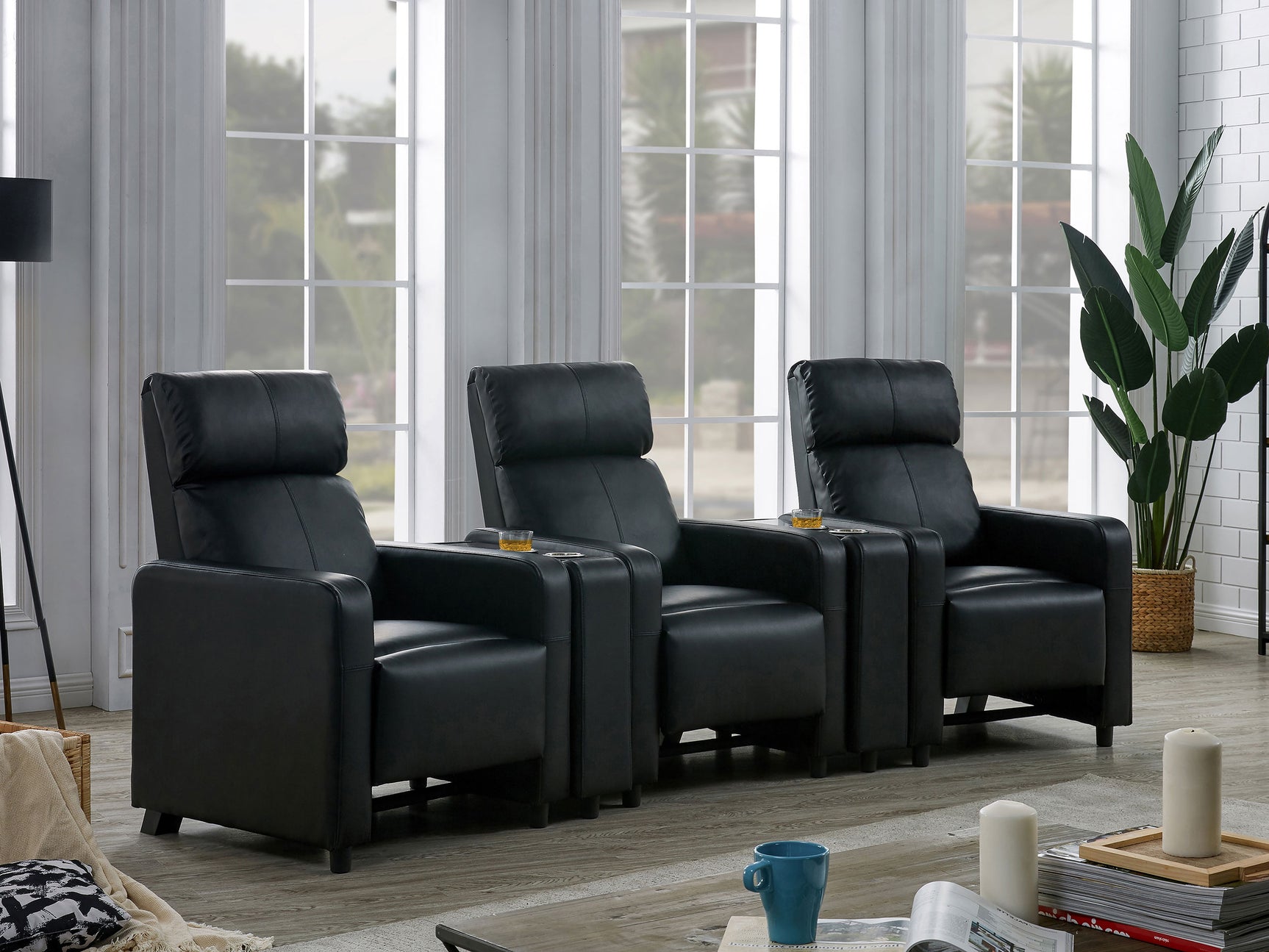 Toohey Upholstered Tufted Recliner Living Room Set Black - Tampa Furniture Outlet