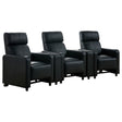 Tampa Furniture Outlet - Coaster - Toohey Upholstered Tufted Recliner Living Room Set Black - 600181-S3A