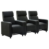 Tampa Furniture Outlet - Coaster - Toohey Upholstered Tufted Recliner Living Room Set Black - 600181-S3B