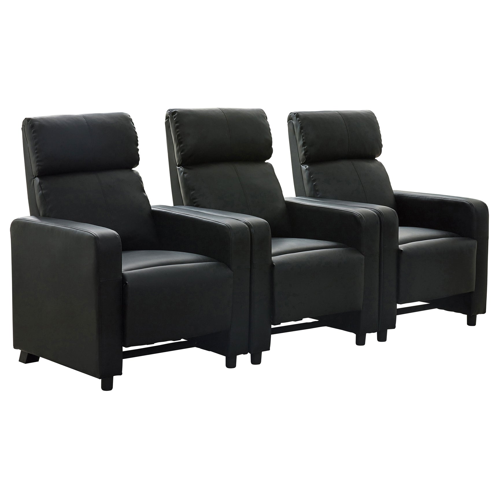 Tampa Furniture Outlet - Coaster - Toohey Upholstered Tufted Recliner Living Room Set Black - 600181-S3B