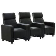 Tampa Furniture Outlet - Coaster - Toohey Upholstered Tufted Recliner Living Room Set Black - 600181-S3B