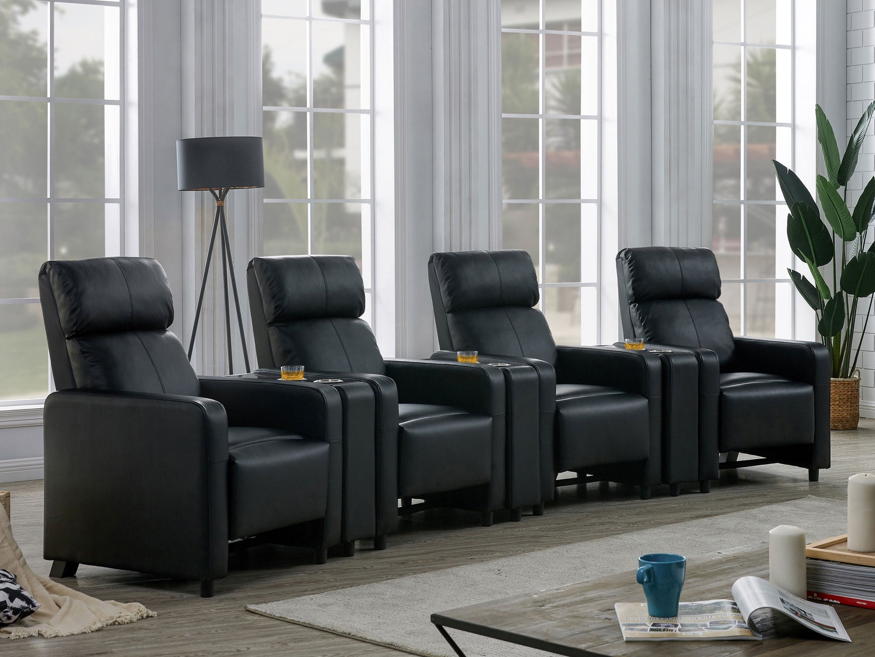 Toohey Upholstered Tufted Recliner Living Room Set Black - Tampa Furniture Outlet