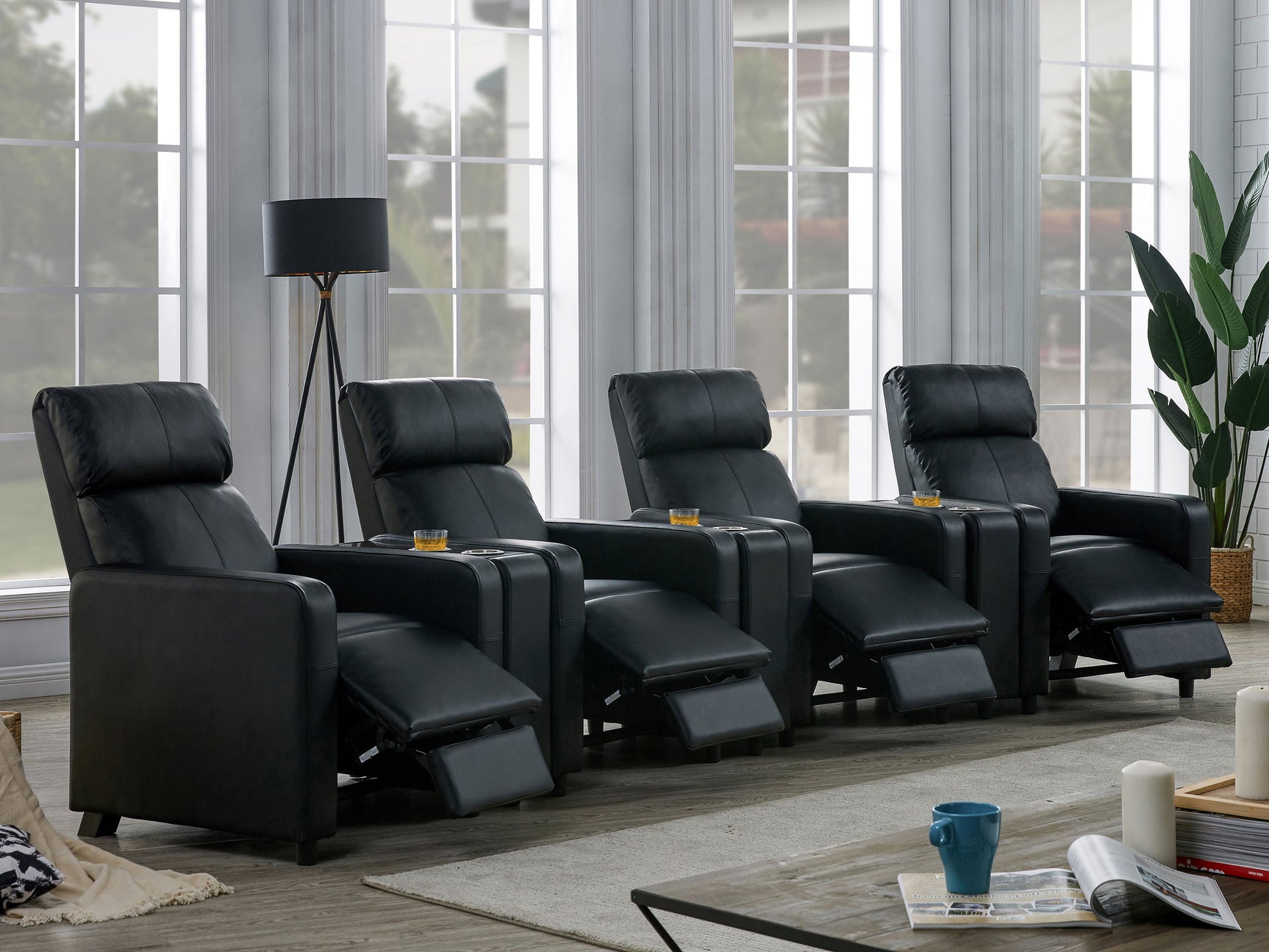 Toohey Upholstered Tufted Recliner Living Room Set Black - Tampa Furniture Outlet