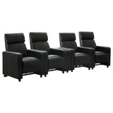 Tampa Furniture Outlet - Coaster - Toohey Upholstered Tufted Recliner Living Room Set Black - 600181-S4B