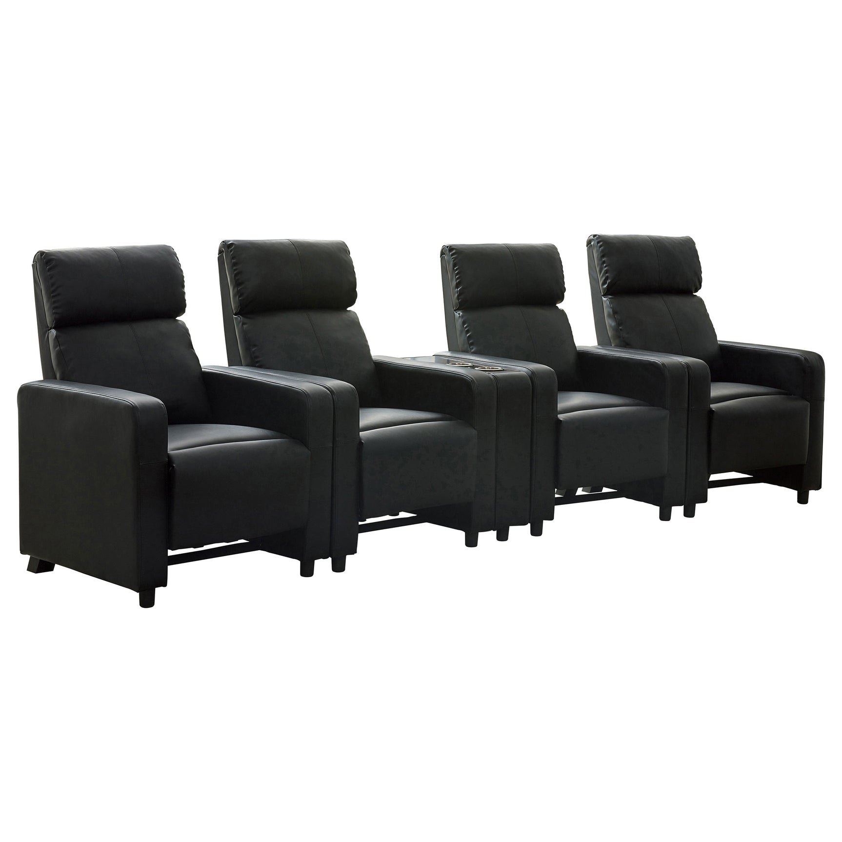 Tampa Furniture Outlet - Coaster - Toohey Upholstered Tufted Recliner Living Room Set Black - 600181-S4B