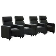 Tampa Furniture Outlet - Coaster - Toohey Upholstered Tufted Recliner Living Room Set Black - 600181-S4B