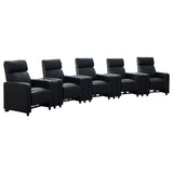 Tampa Furniture Outlet - Coaster - Toohey Upholstered Tufted Recliner Living Room Set Black - 600181-S5A