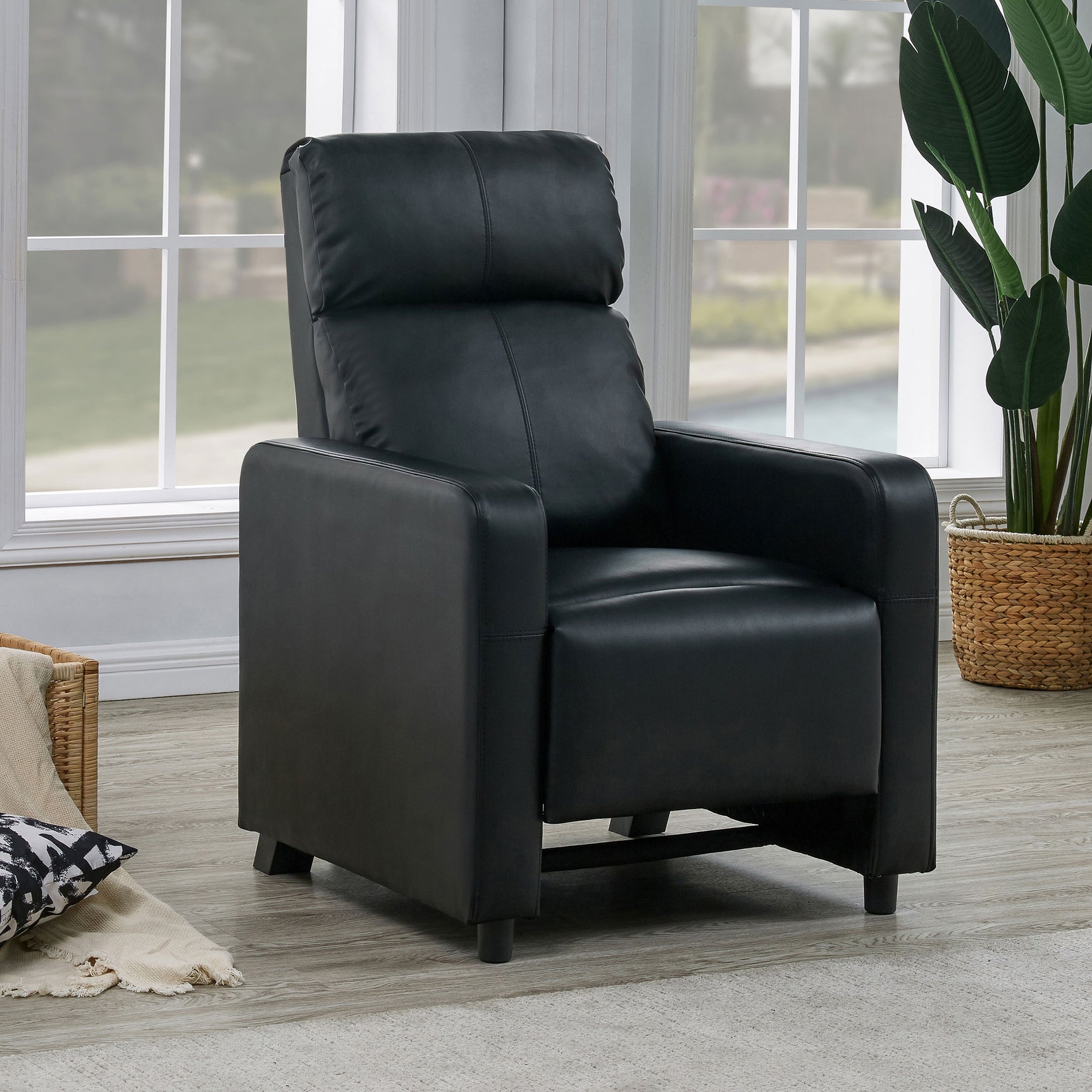 Toohey Upholstered Home Theater Push Back Recliner Black - Tampa Furniture Outlet