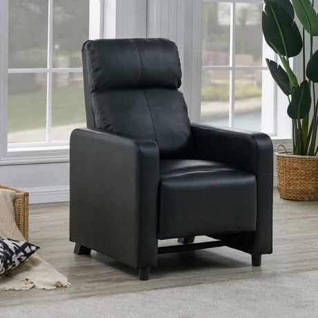 Toohey Upholstered Home Theater Push Back Recliner Black - Tampa Furniture Outlet