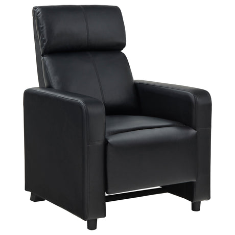 Tampa Furniture Outlet - Coaster - Toohey Upholstered Home Theater Push Back Recliner Black - 600181