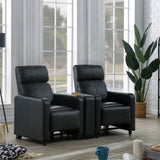 Toohey Upholstered Home Theater Push Back Recliner Black - Tampa Furniture Outlet