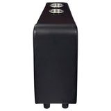 Toohey Upholstered Home Theater Storage Wedge Console Black - Tampa Furniture Outlet