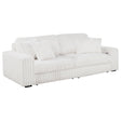 Tampa Furniture Outlet - Coaster - Jacana Corduroy Upholstered Dual Power Chaise Sofa Ivory - 600535P