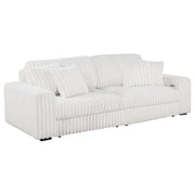 Tampa Furniture Outlet - Coaster - Jacana Corduroy Upholstered Dual Power Chaise Sofa Ivory - 600535P