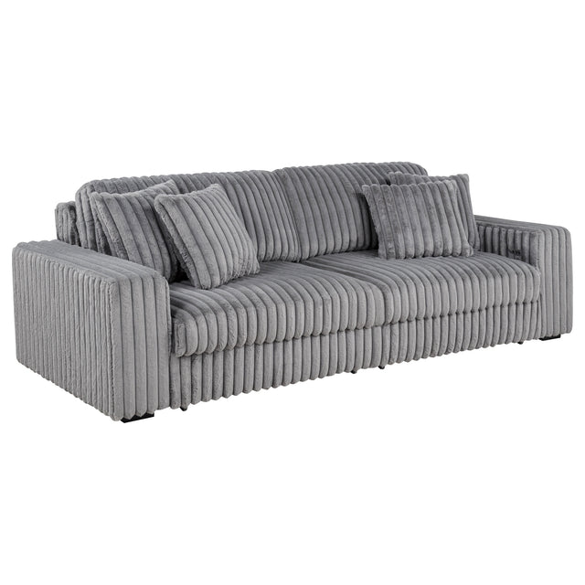 Tampa Furniture Outlet - Coaster - Jacana Corduroy Upholstered Dual Power Chaise Sofa Grey - 600536P